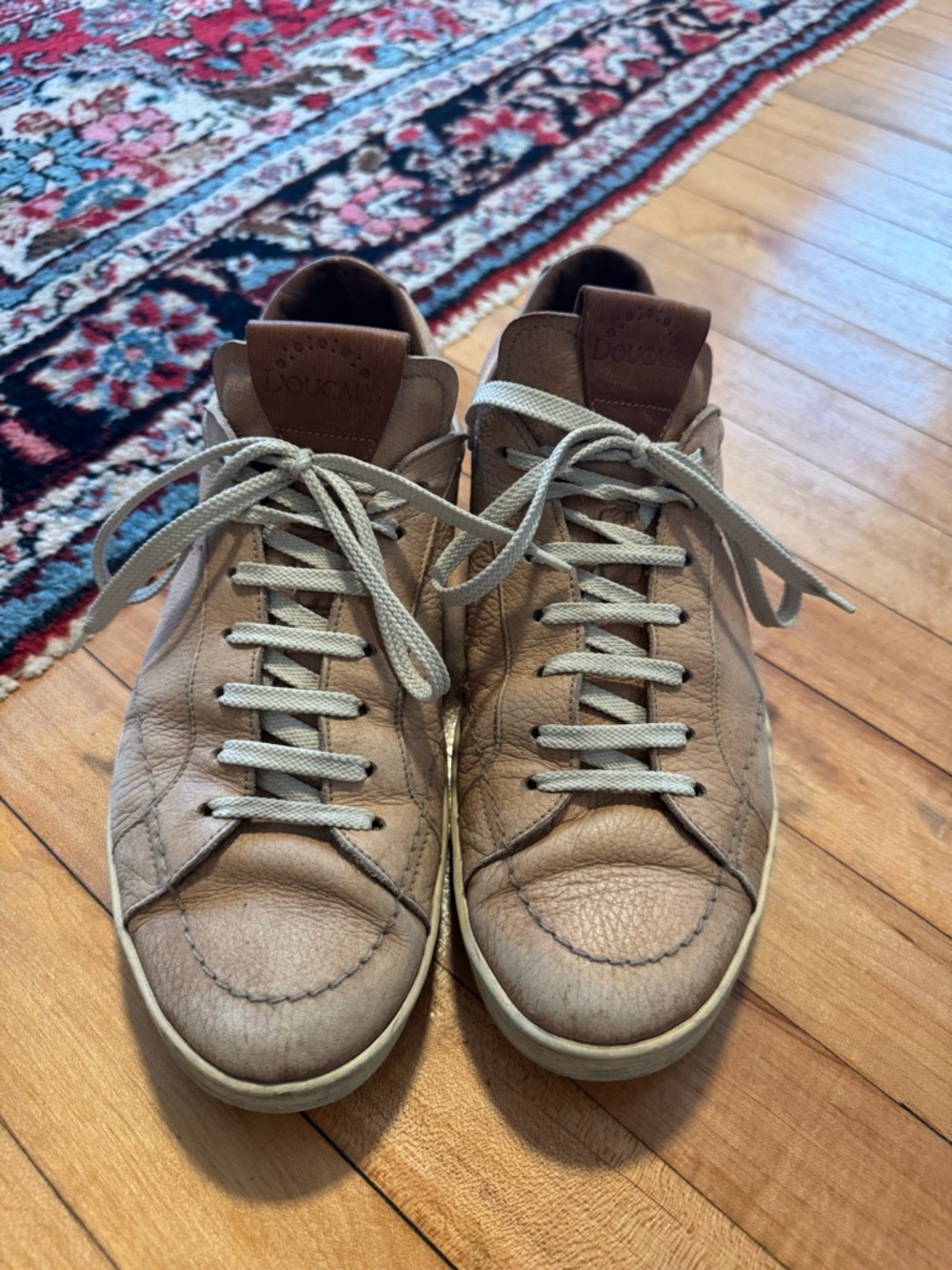 Doucal's Men's Beige/Tan Leather Casual Sneakers